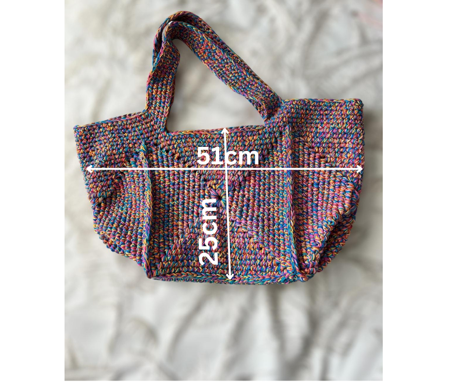 Crochet Handmade Tote Shoulder Bag Granny Square Summer Bag