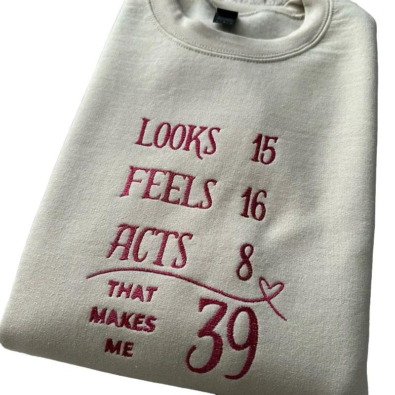 Custom Age Embroidered Crewneck Jumper Birthday Gift - Hoodie - Bestie, Sweatshirts, Pullover, Tops, Casual,