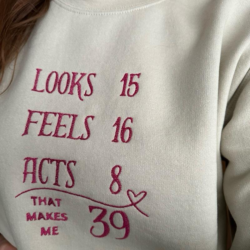 Custom Age Embroidered Crewneck Jumper Birthday Gift - Hoodie - Bestie, Sweatshirts, Pullover, Tops, Casual,