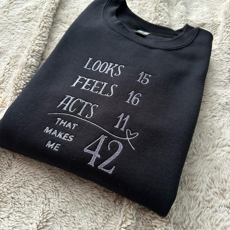 Custom Age Embroidered Crewneck Jumper Birthday Gift - Hoodie - Bestie, Sweatshirts, Pullover, Tops, Casual,
