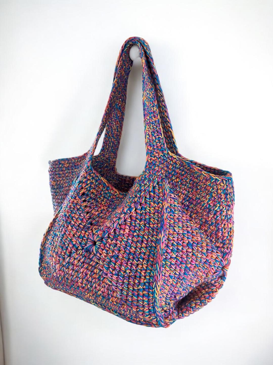 Crochet Handmade Tote Shoulder Bag Granny Square Summer Bag