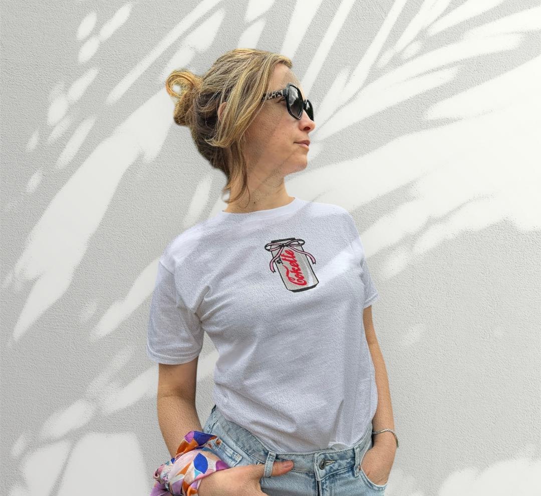 Custom Embroidered Can Summer T-shirt for Women - Fun Crazy Addition to Wardrobe - Women's Top - Womenswear, Tops