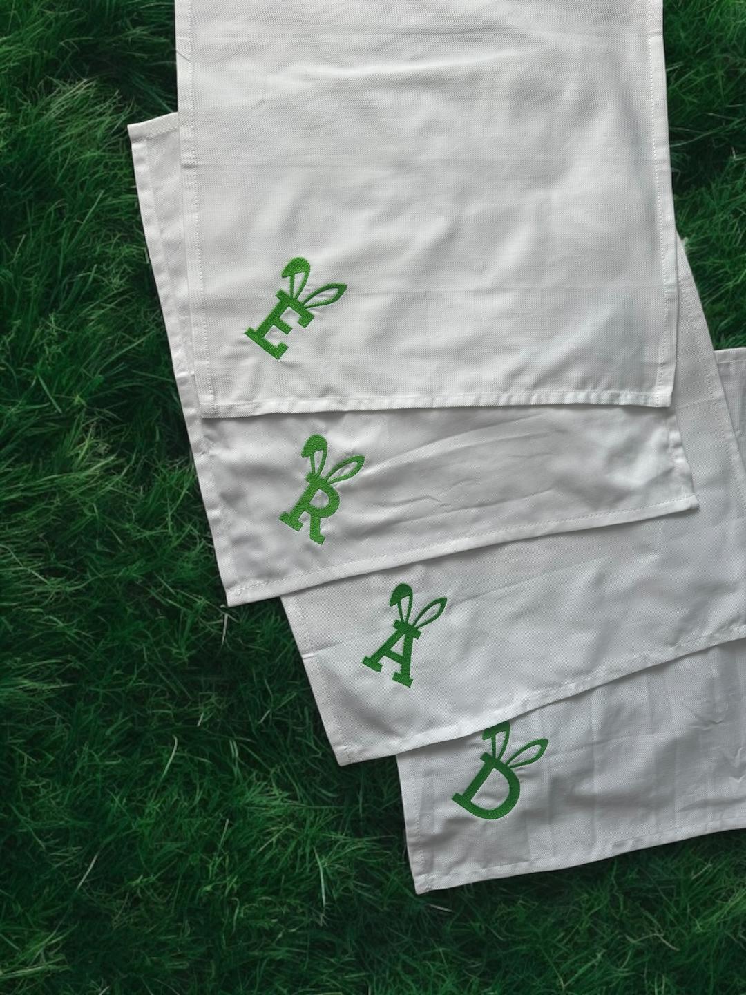 Personalized Easter Monogrammed Cotton Napkins, Easter Napkins, Customized Easter Napkins, Easter Table Setting Decor Bunny Ears