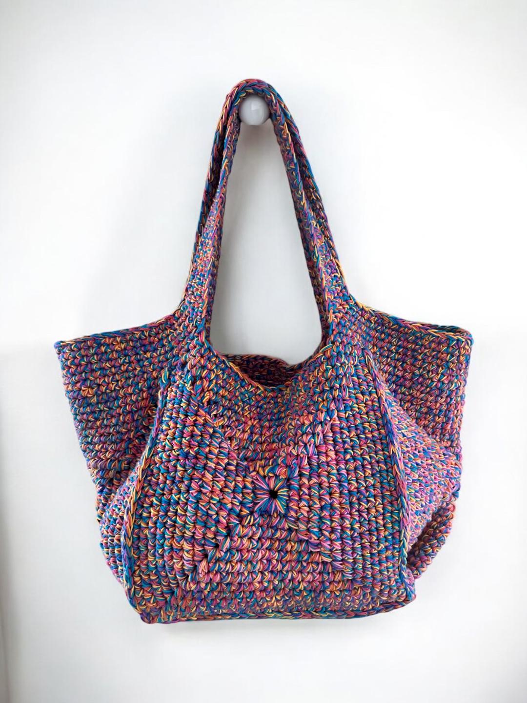 Crochet Handmade Tote Shoulder Bag Granny Square Summer Bag