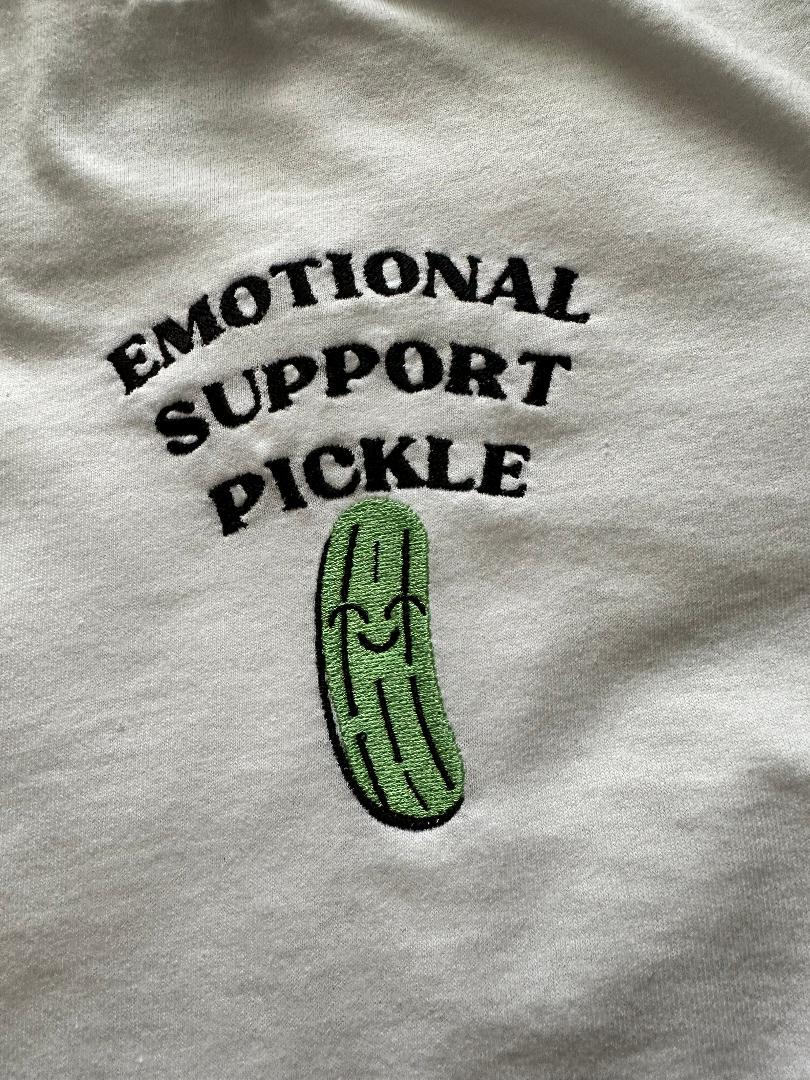 Custom Embroidered ''Emotional Support Pickle'' T-shirt Summer Tee Most Quoted Perfect Gift Who Need Mental Support Unique Style For Him Her