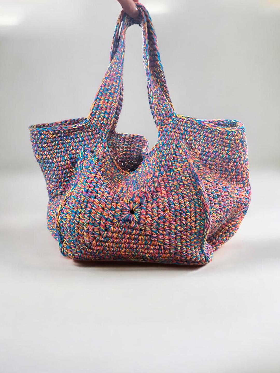 Crochet Handmade Tote Shoulder Bag Granny Square Summer Bag