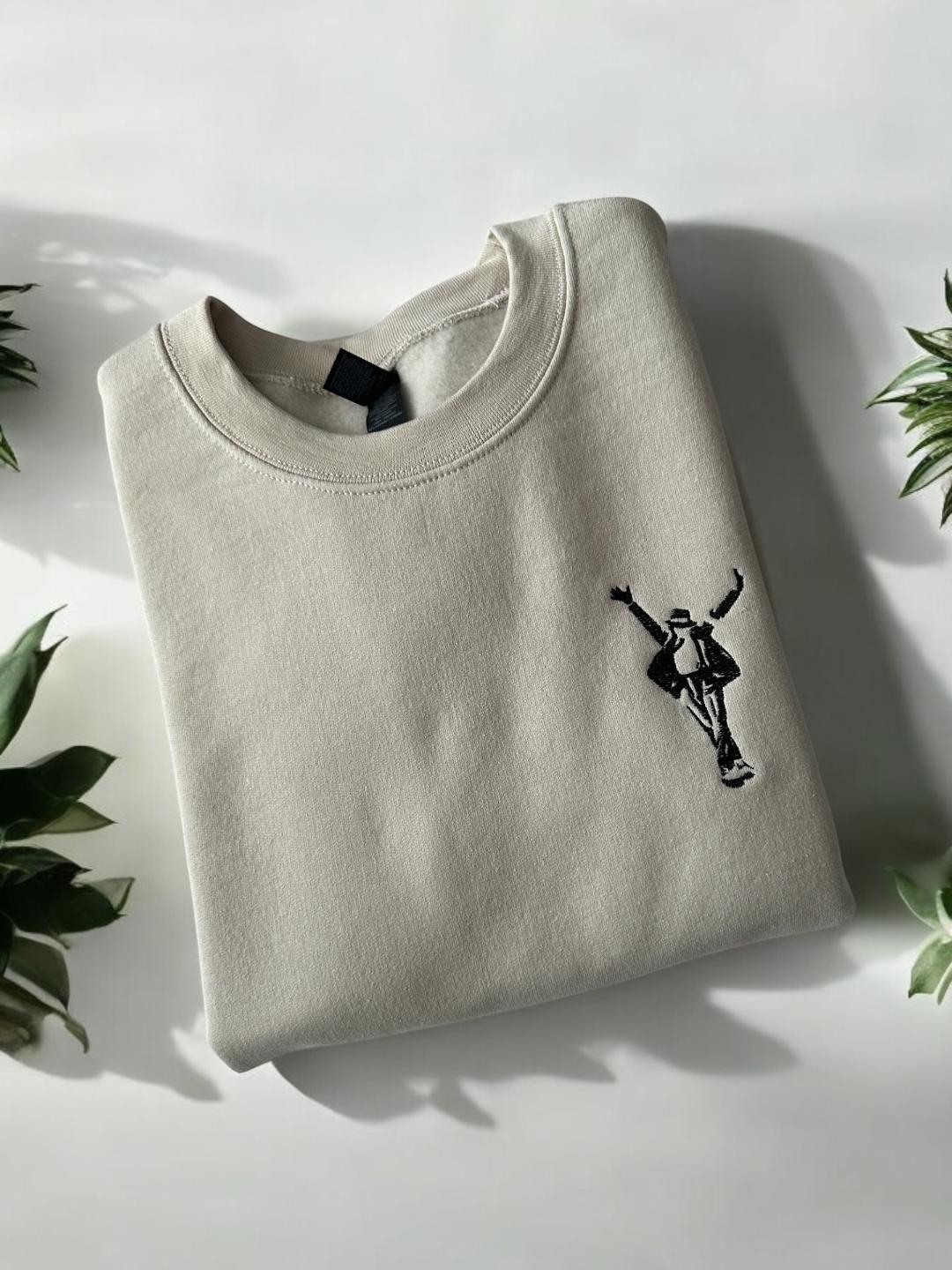 Custom Embroidered Crewneck Sweatshirt for Michael Jackson Fans Better World Future Change Yourself