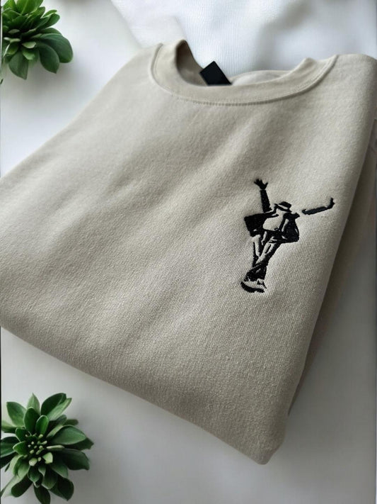 Custom Embroidered Crewneck Sweatshirt for Michael Jackson Fans Better World Future Change Yourself