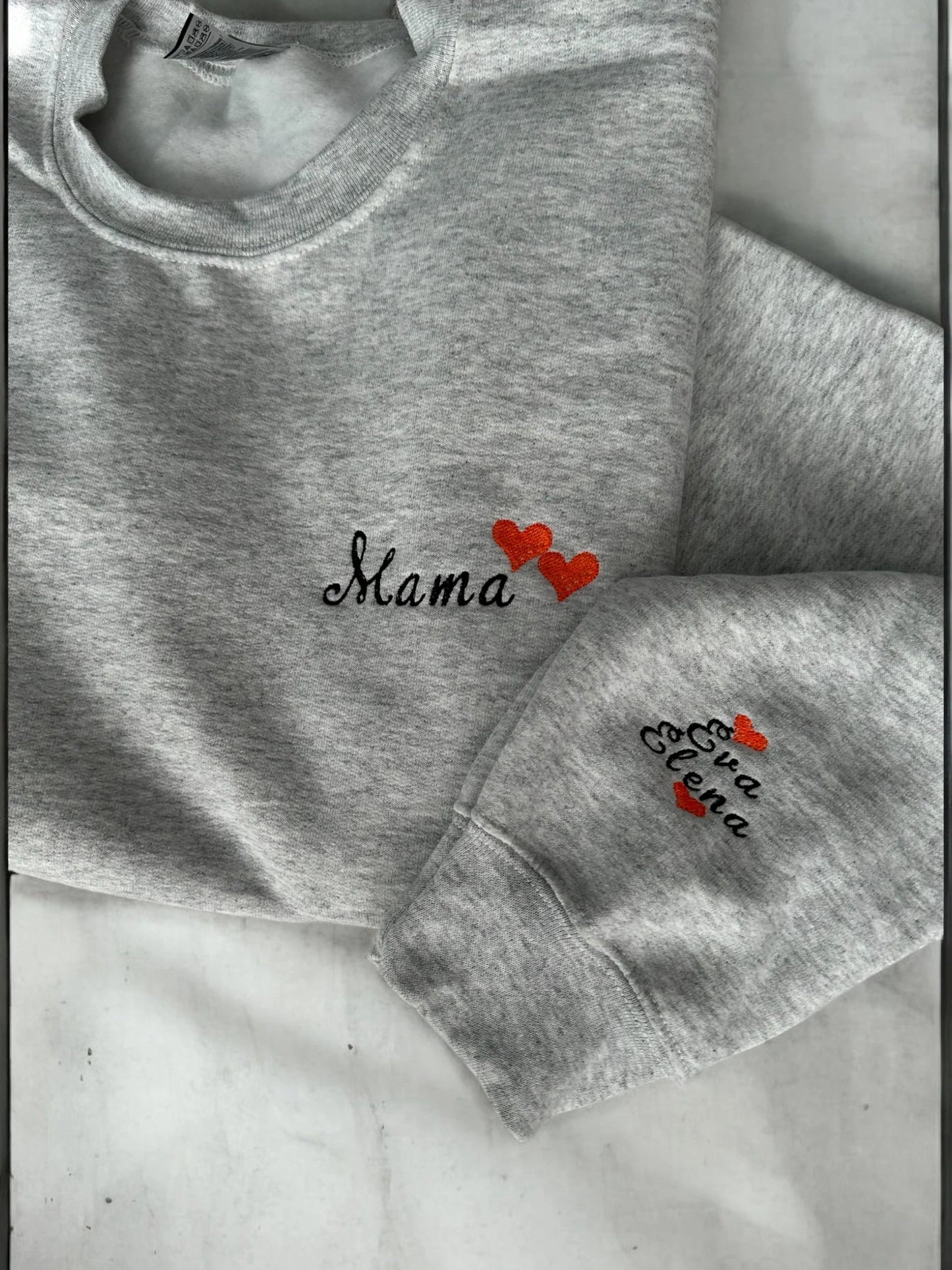 Personalized Mama Mummy Dad Daddy Grandma Aunt Uncle Custom Pocket and Sleeve Embroidered Sweatshirt