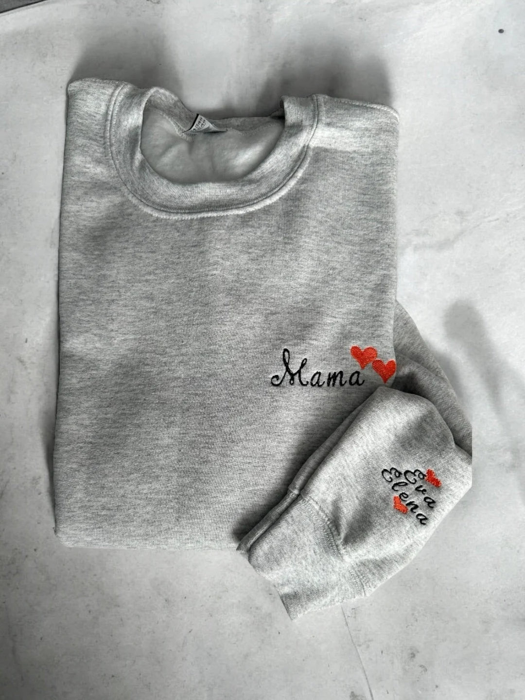 Personalized Mama Mummy Dad Daddy Grandma Aunt Uncle Custom Pocket and Sleeve Embroidered Sweatshirt