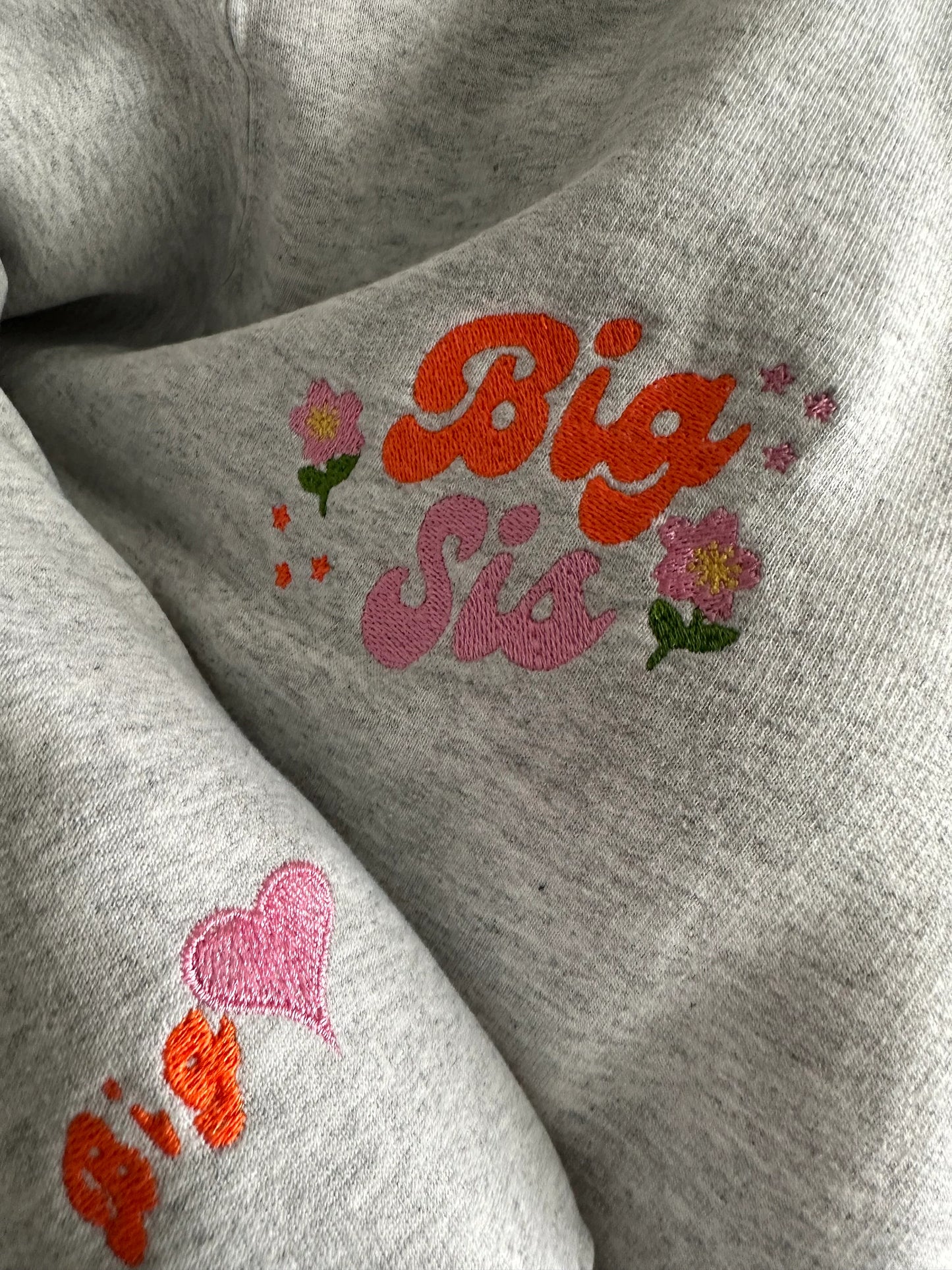 Personalized Big Sis Custom Pocket and Sleeve Embroidered Sweatshirt