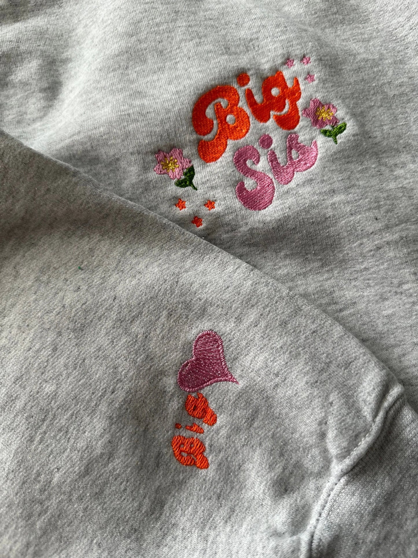 Personalized Big Sis Custom Pocket and Sleeve Embroidered Sweatshirt