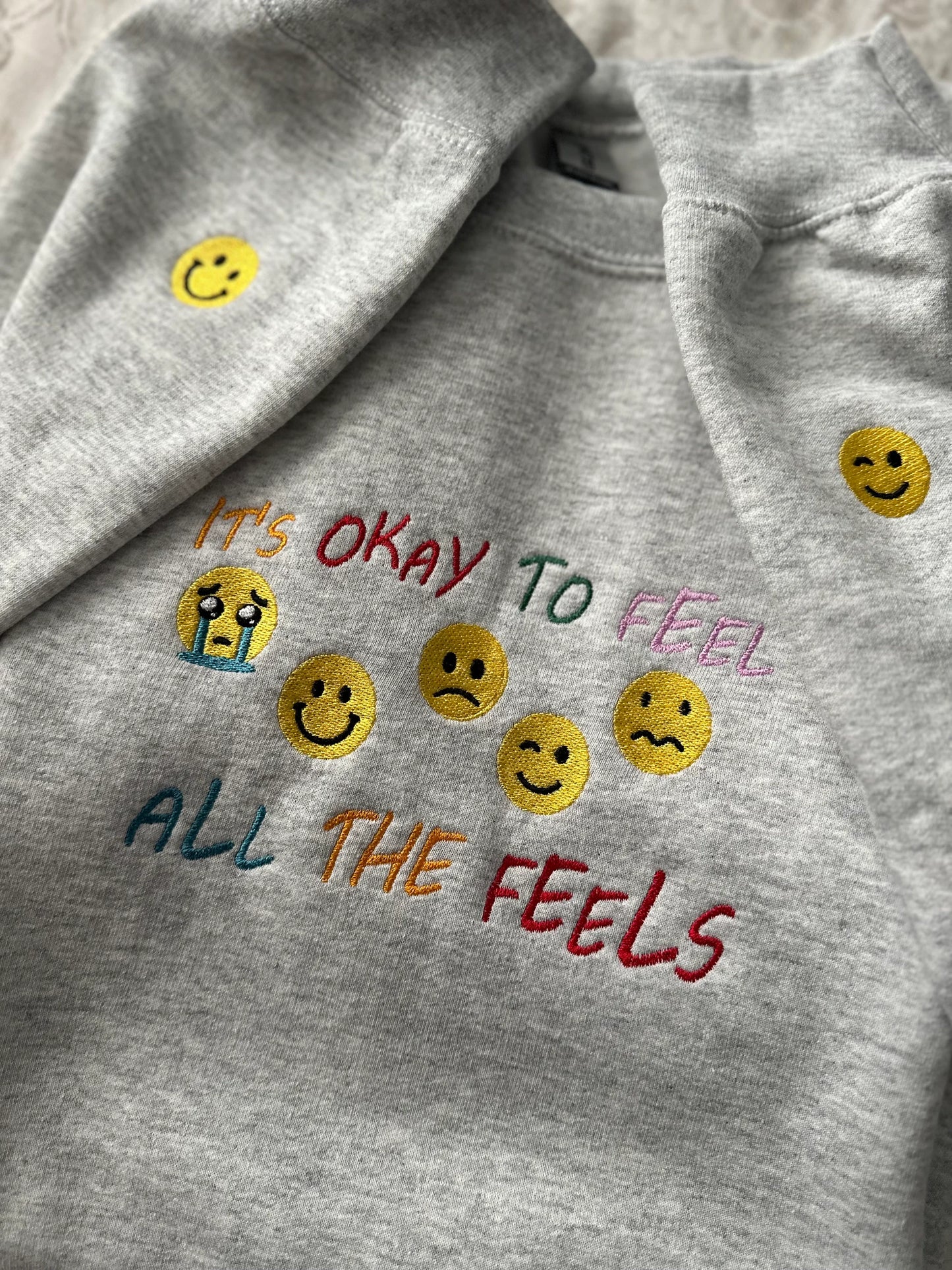 Embroidered ''It's okay to feel all the feels'' Sweatshirt