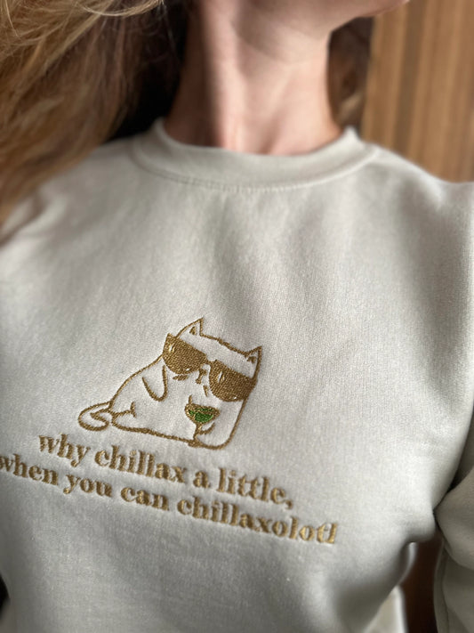 Custom Embroidered crewneck sweatshirt ''Chillax''