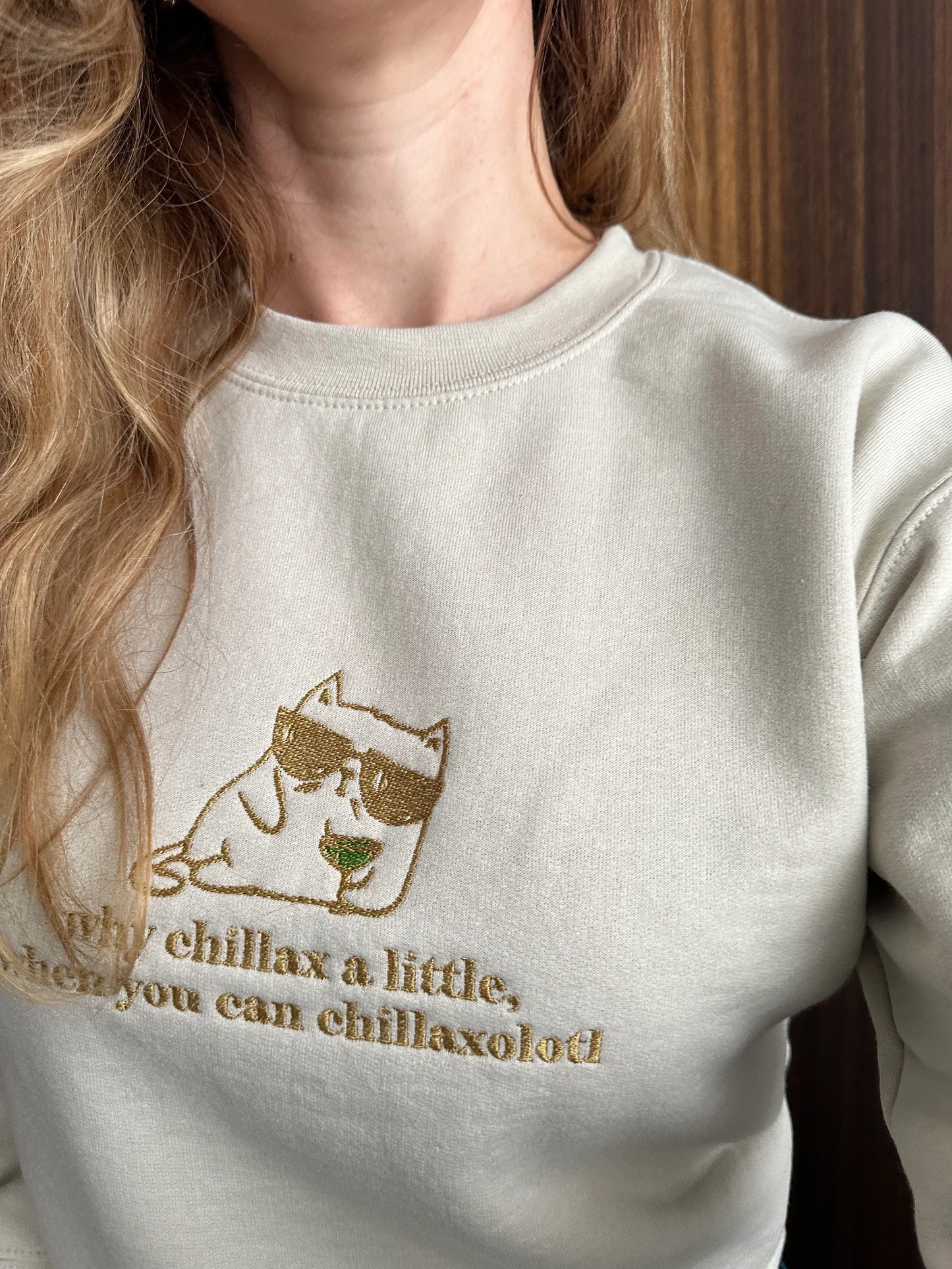 Custom Embroidered crewneck sweatshirt ''Chillax''