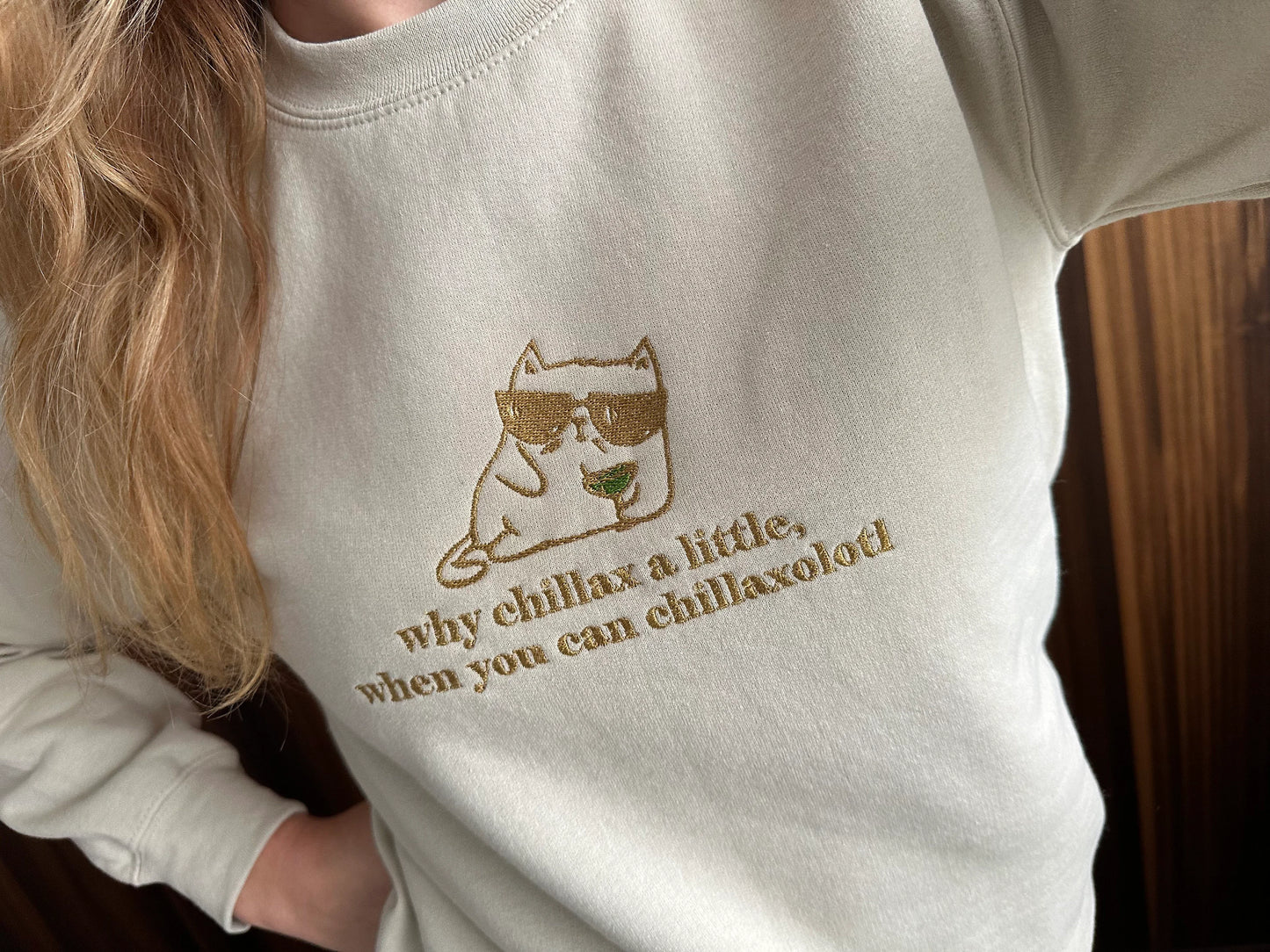 Custom Embroidered crewneck sweatshirt ''Chillax''