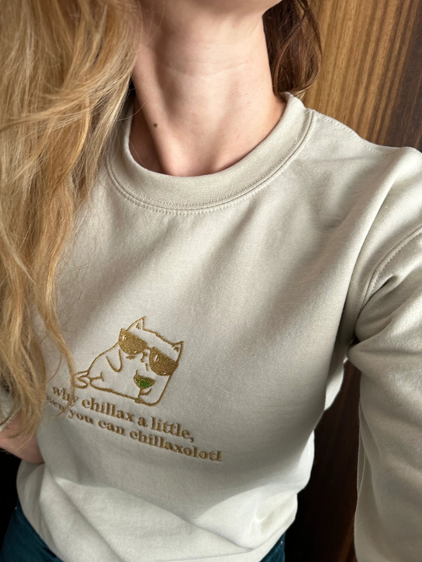 Custom Embroidered crewneck sweatshirt ''Chillax''