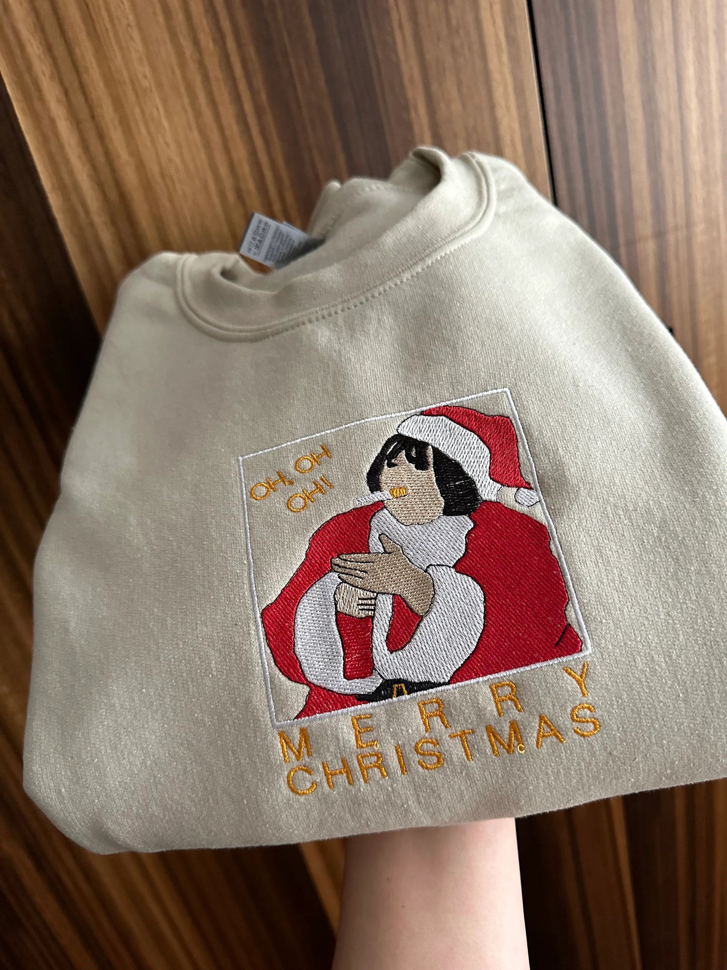 Unisex Custom Embroidered Merry Christmas crewneck sweatshirt with Nessa