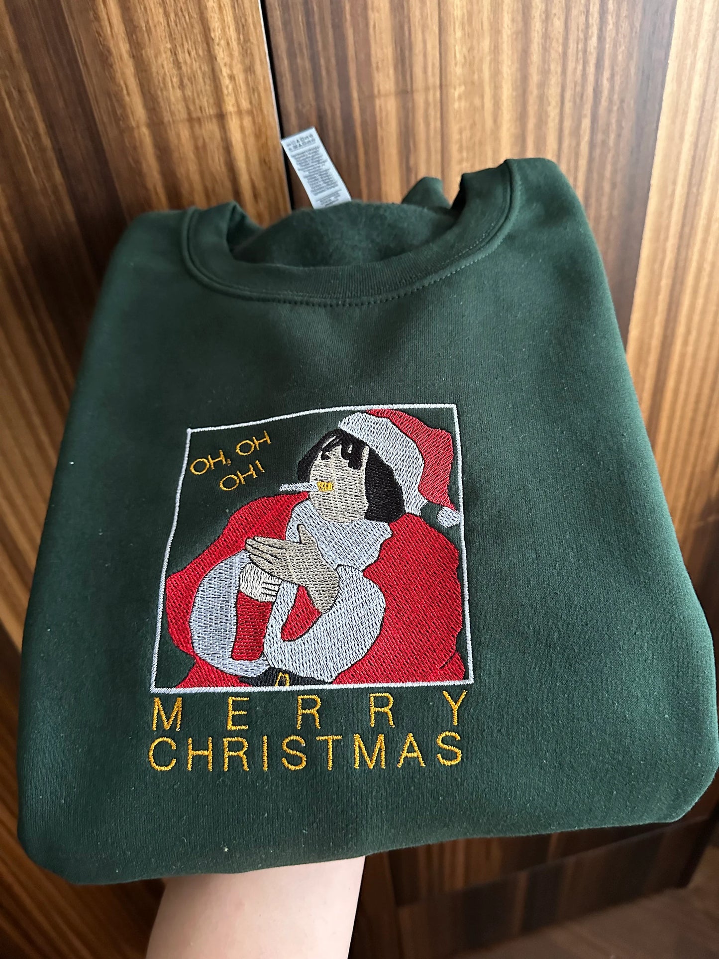 Unisex Custom Embroidered Merry Christmas crewneck sweatshirt with Nessa