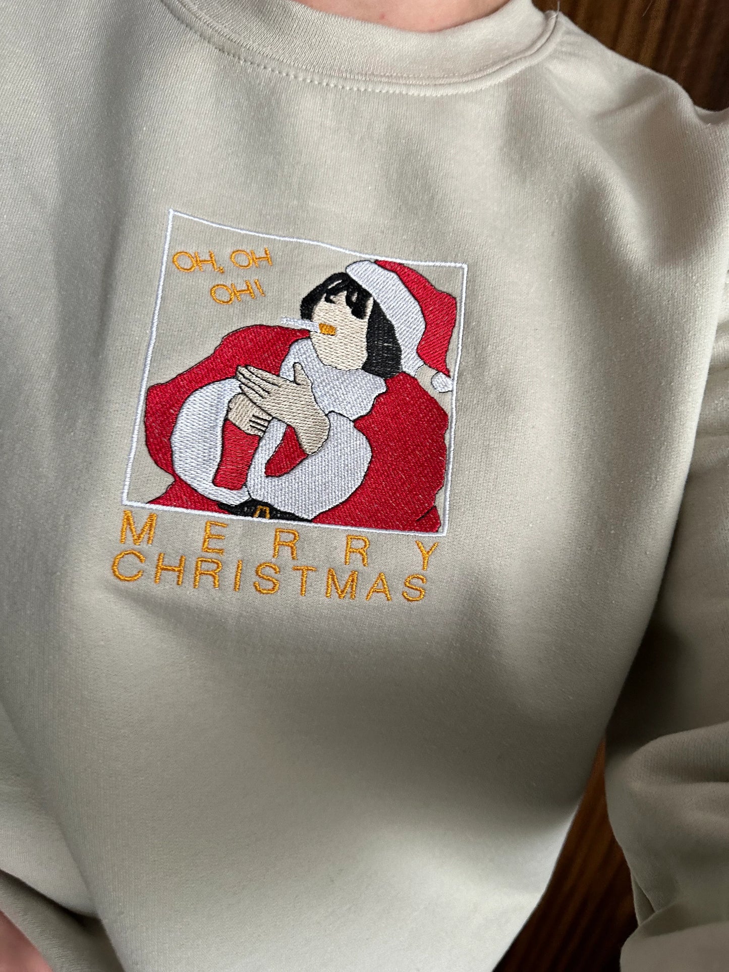 Unisex Custom Embroidered Merry Christmas crewneck sweatshirt with Nessa