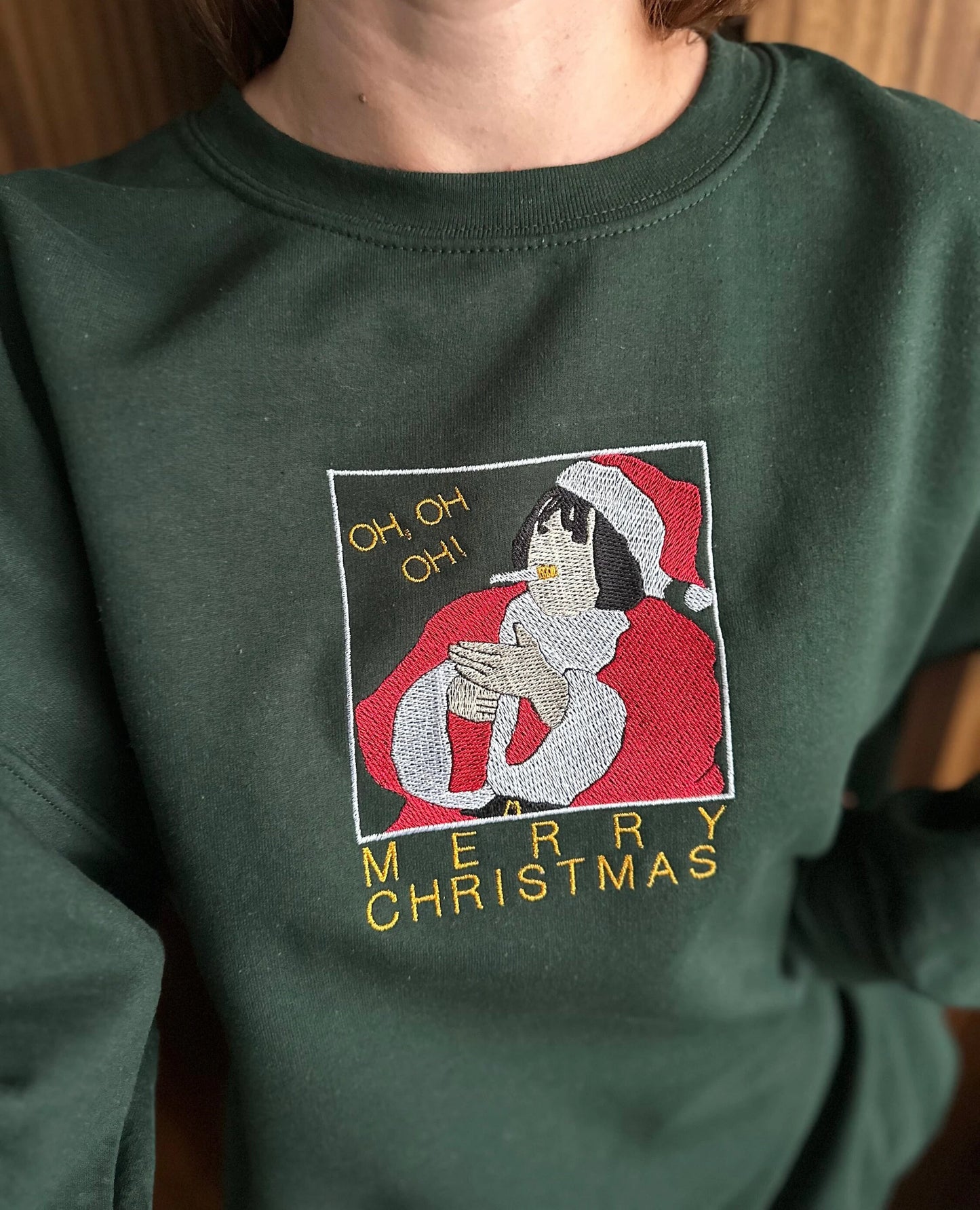 Unisex Custom Embroidered Merry Christmas crewneck sweatshirt with Nessa