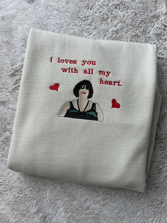 Unisex Custom Embroidered Happy Valentine's day crewneck sweatshirt with Nessa is perfect and fun gift for you and your friend