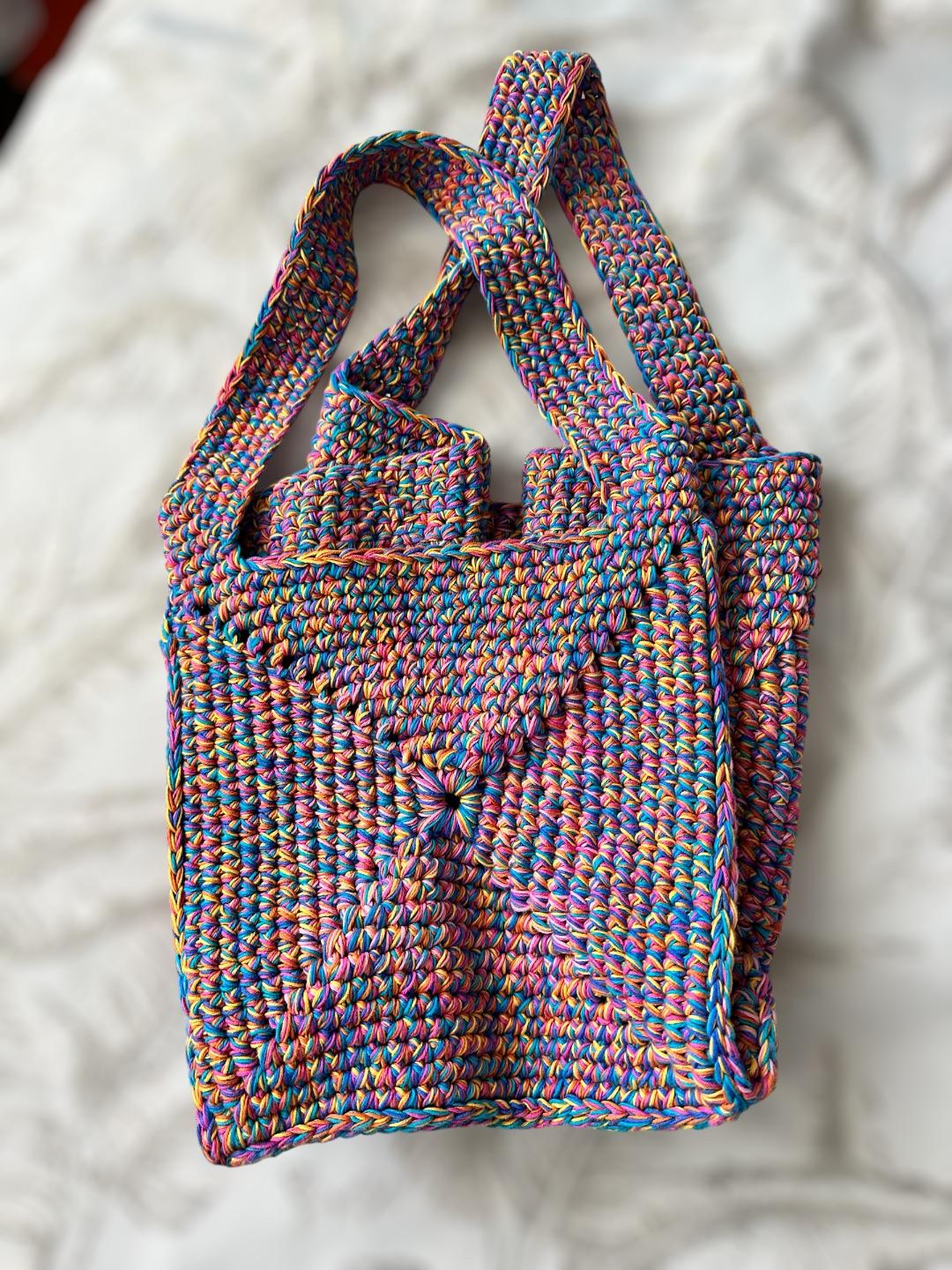Crochet Handmade Tote Shoulder Bag Granny Square Summer Bag