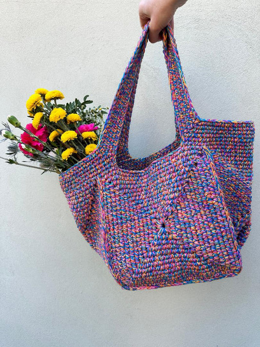 Crochet Handmade Tote Shoulder Bag Granny Square Summer Bag
